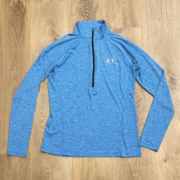 Under Armour Loose Fit Heather Blue Quarter-Zip Heat Gear Pullover - Picture 1 of 6